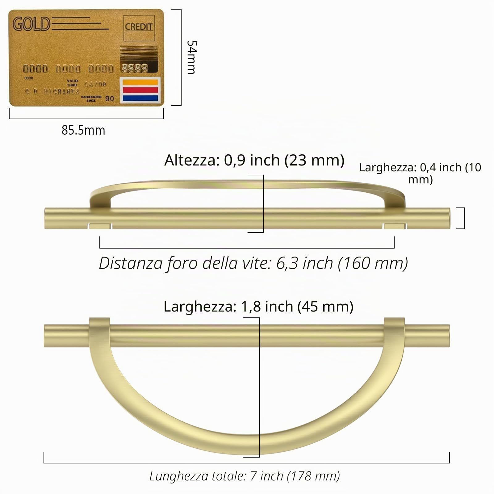 Amerdeco 6 pezzi Maniglie per Mobili da Cucina Distanza fori 160mm Oro Maniglie cucina armadietti in acciaio Lega di zincoper mobili da cucina per mobili UK0044…