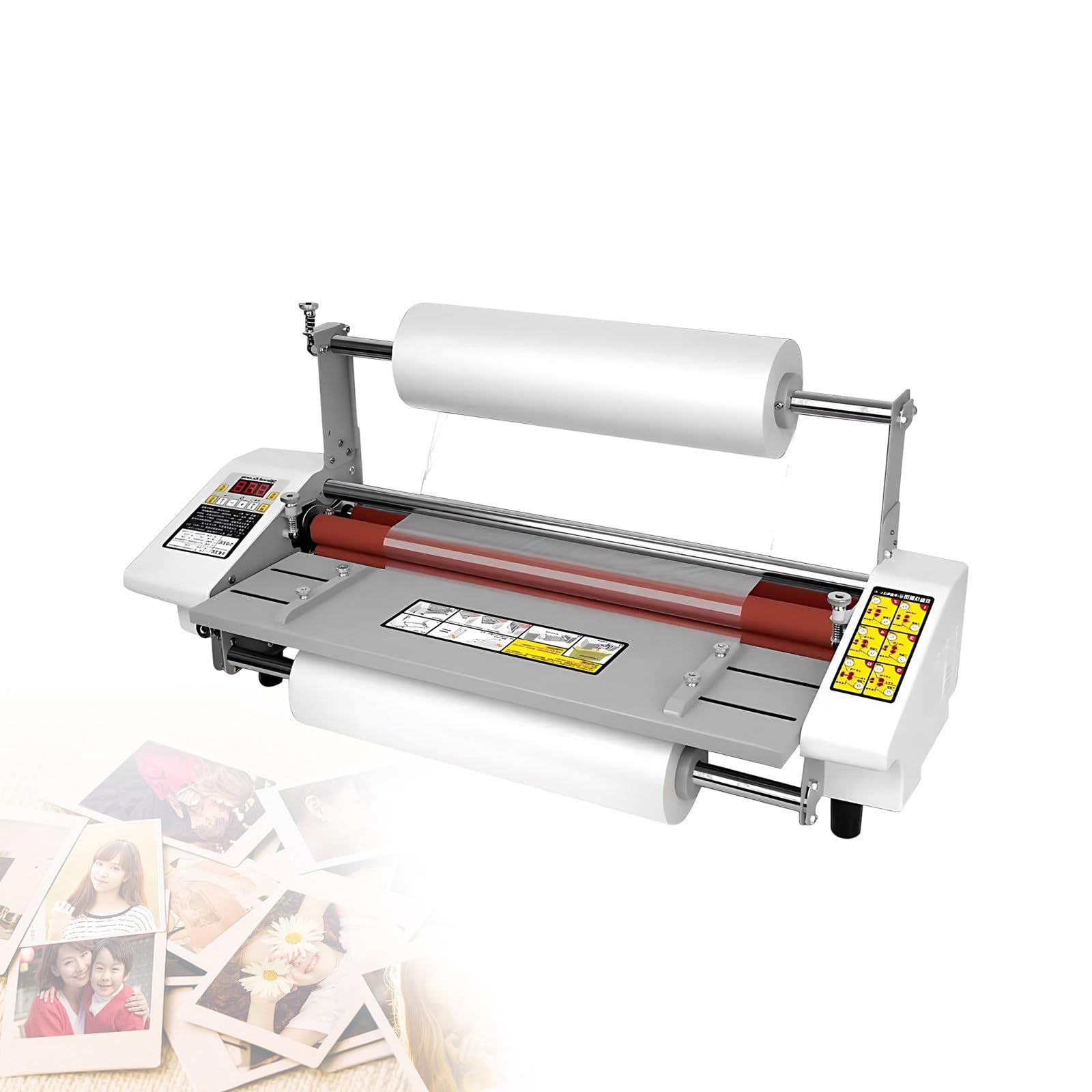 Laminator na zimno i gorąco z wyświetlaczem cyfrowym, szybki laminator do zdjęć i dokumentów, idealny do biura i domu, z regulacją temperatury