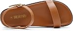 DREAM PAIRS Sandales plates pour femmes orteil ouvert une bande Arch soutien Coussioned confortable chaussures de marche d'été
