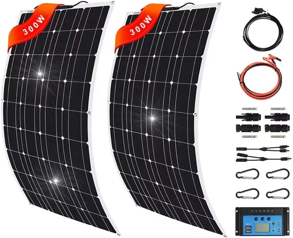 Amazon.com : 2 X 300 Watt Solar Panel 600w Flexible Solar Panel 40a ...