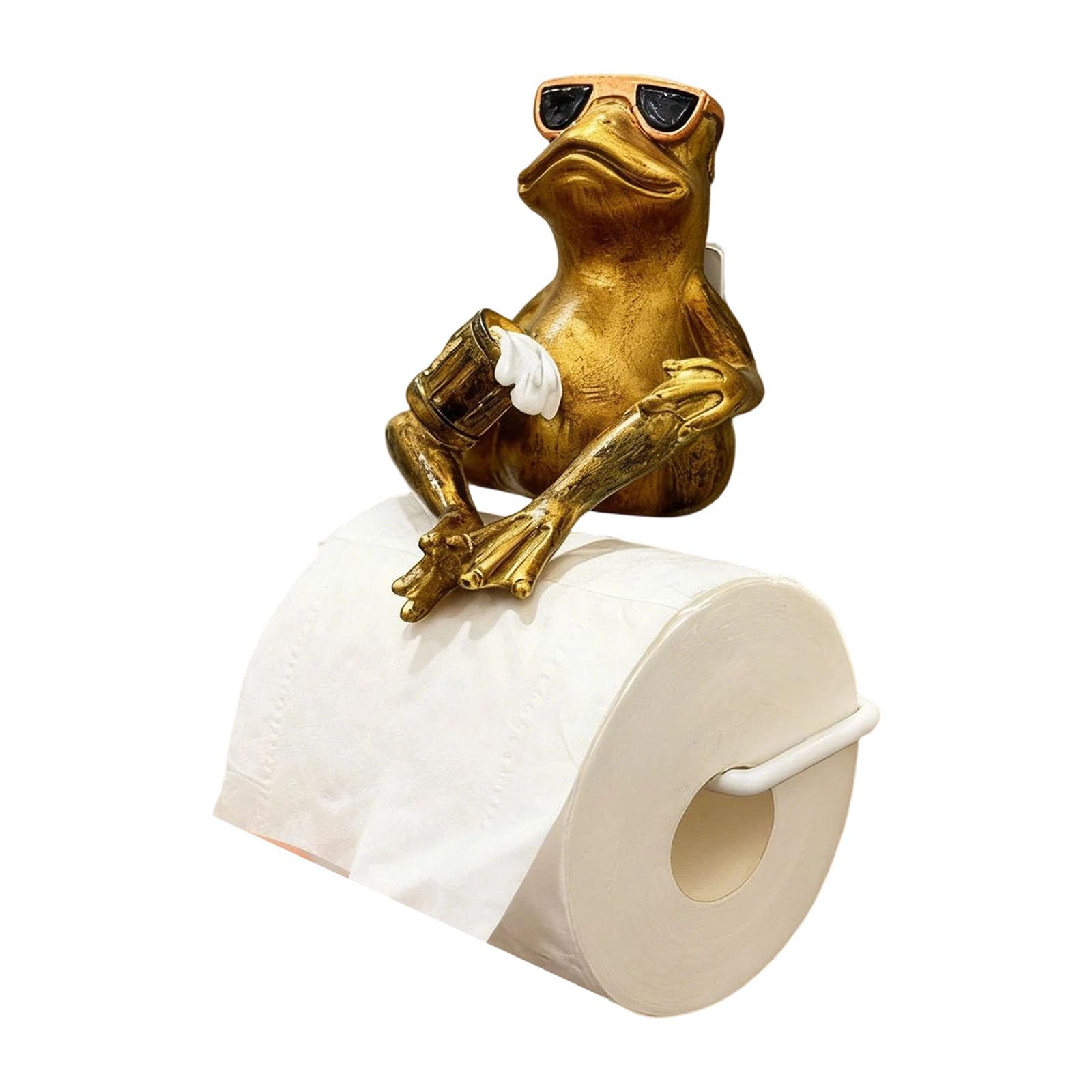 Oxxggkao Frogs Shaped Ornament Resin Tissue Holder with Sunglasses for Kitchen Desk Decoration Napkin Dispenser Decorative Tissue Holder