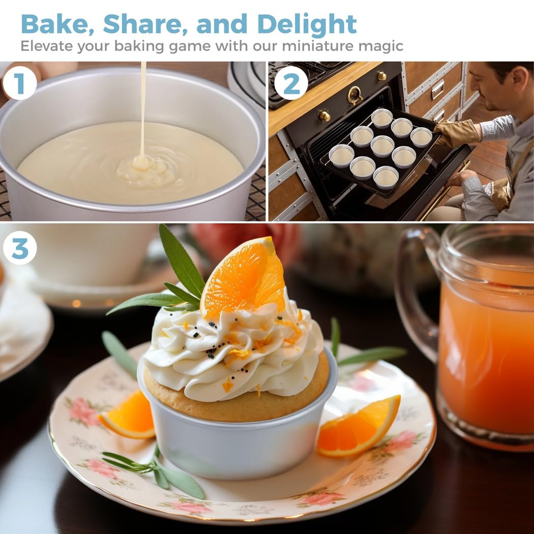 Set mit 18 runden Kuchenformen aus Aluminiumlegierung, 10,2 cm, mit 100 Backpapier für Käsekuchen, Mousse und mehr