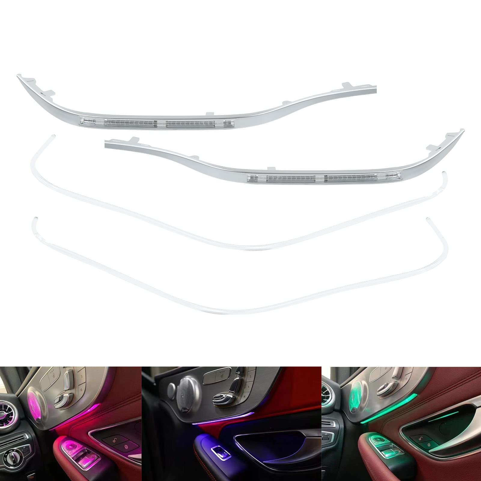 Kits de Iluminación Debajo del Automóvil de Neón para Automóviles, Actualizaciones Kits de Iluminación Ambiental de 64 Colores Luces de Tira de Repuesto, Kit de Luz Ambiental para Universal Fit C Clas