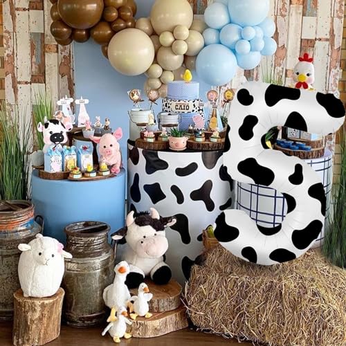 Image of 40 Inch Cow Print Balloon, Number 5 balloons Cow Balloons for 5st birthday decoration, Large Cow Number Balloons for western party decorations Baby Shower Animal Theme Party Holiday Decor