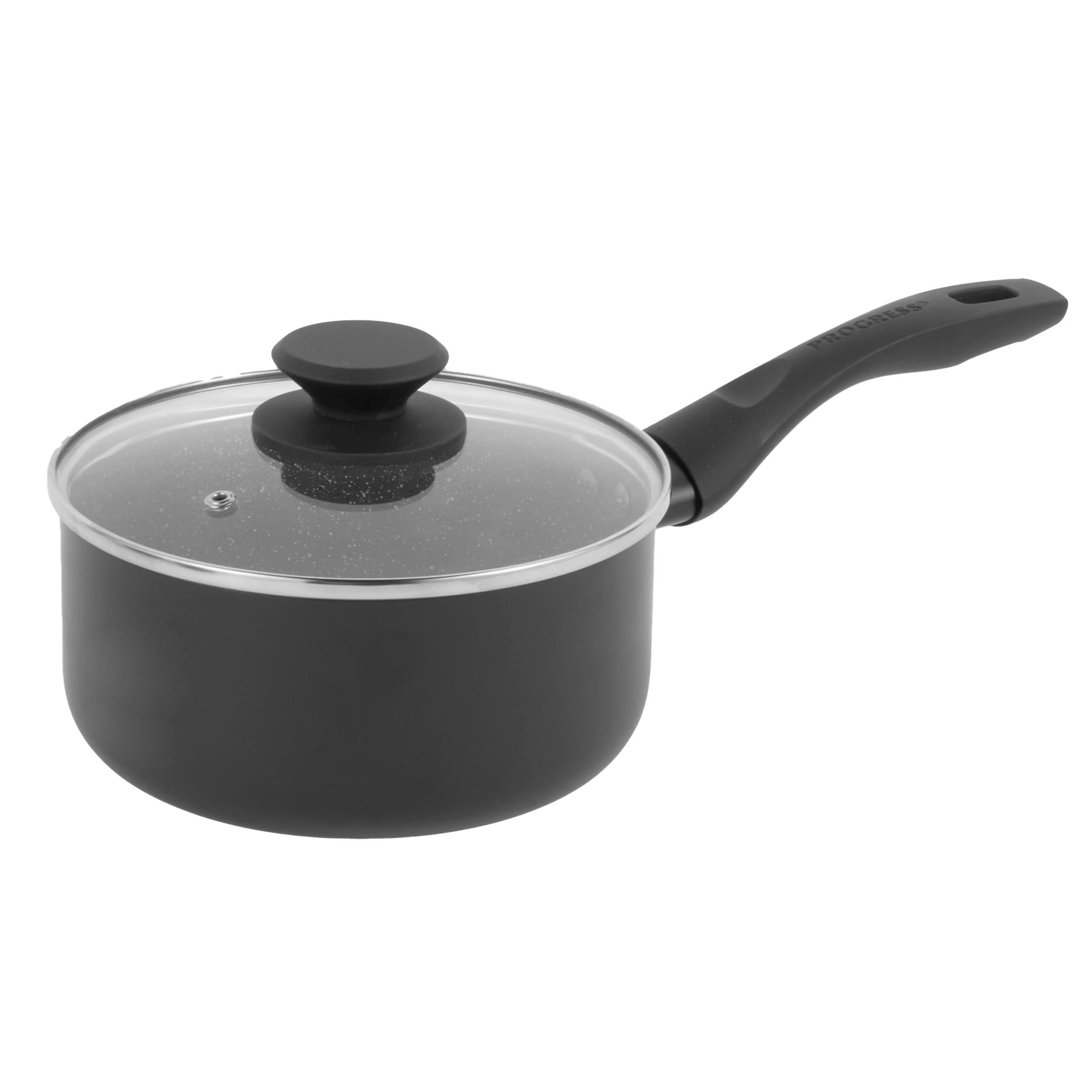 Progress BW12908EU7 Marble Ceramic 18 cm Saucepan with Lid, Non-Stick Cooking Pot with Metallic Marble Ceramic Coating