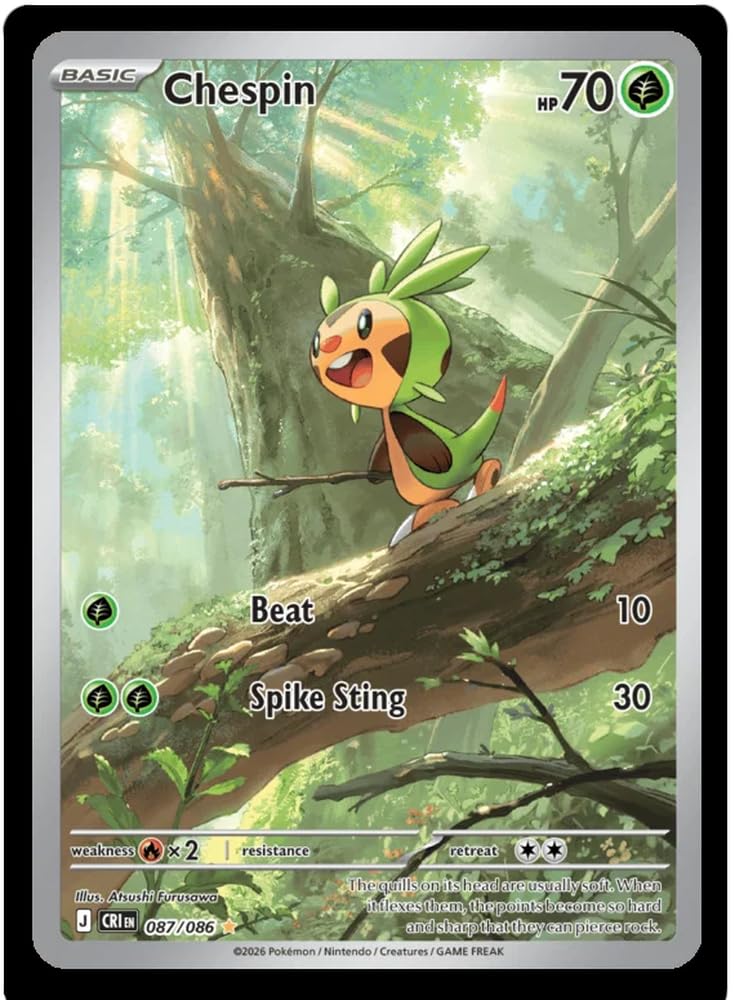 Chespin 087/86 Illustration Rare Pokemon Card | Mega Evolution Chaos Rising | ME04 | Titan Authenticated