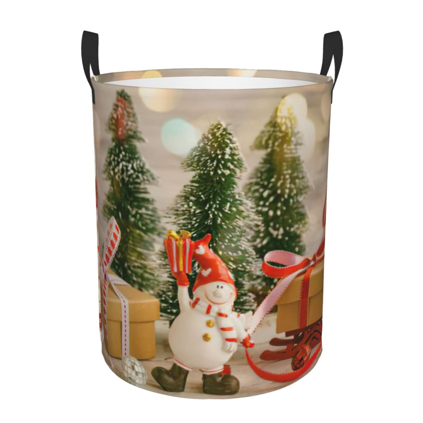 Wäschekorb mit Weihnachtsbaumkugeln, Sternen, hoher Wäschekorb, Korb für Decke, Aufbewahrung für Schlafzimmer