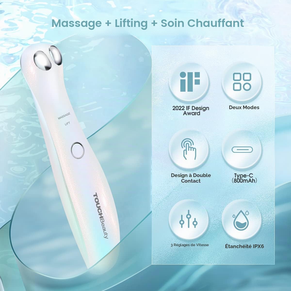 TOUCHBeauty Appareil intelligent de soins des yeux : Dites adieu aux poches et aux cernes