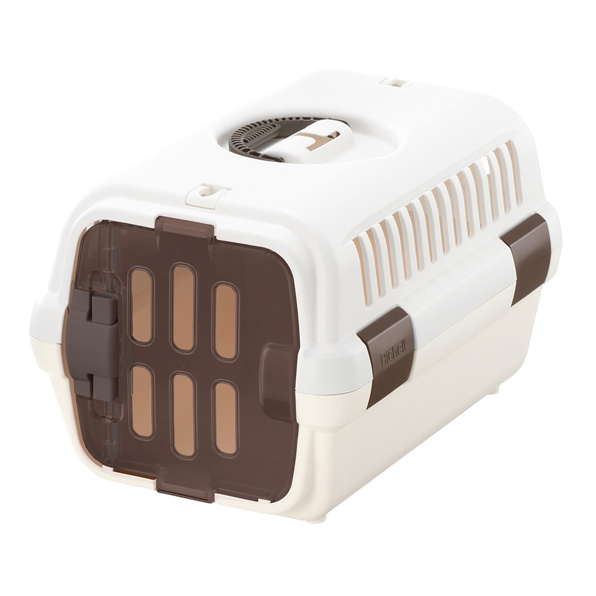 Richell: Transportador de Viaje para Mascotas II, pequeño, Blanco, transportador para Perros y Gatos, diseño Plegable para Almacenamiento, Mascotas pequeñas de hasta 11 Libras, se Cierra a Cinturones