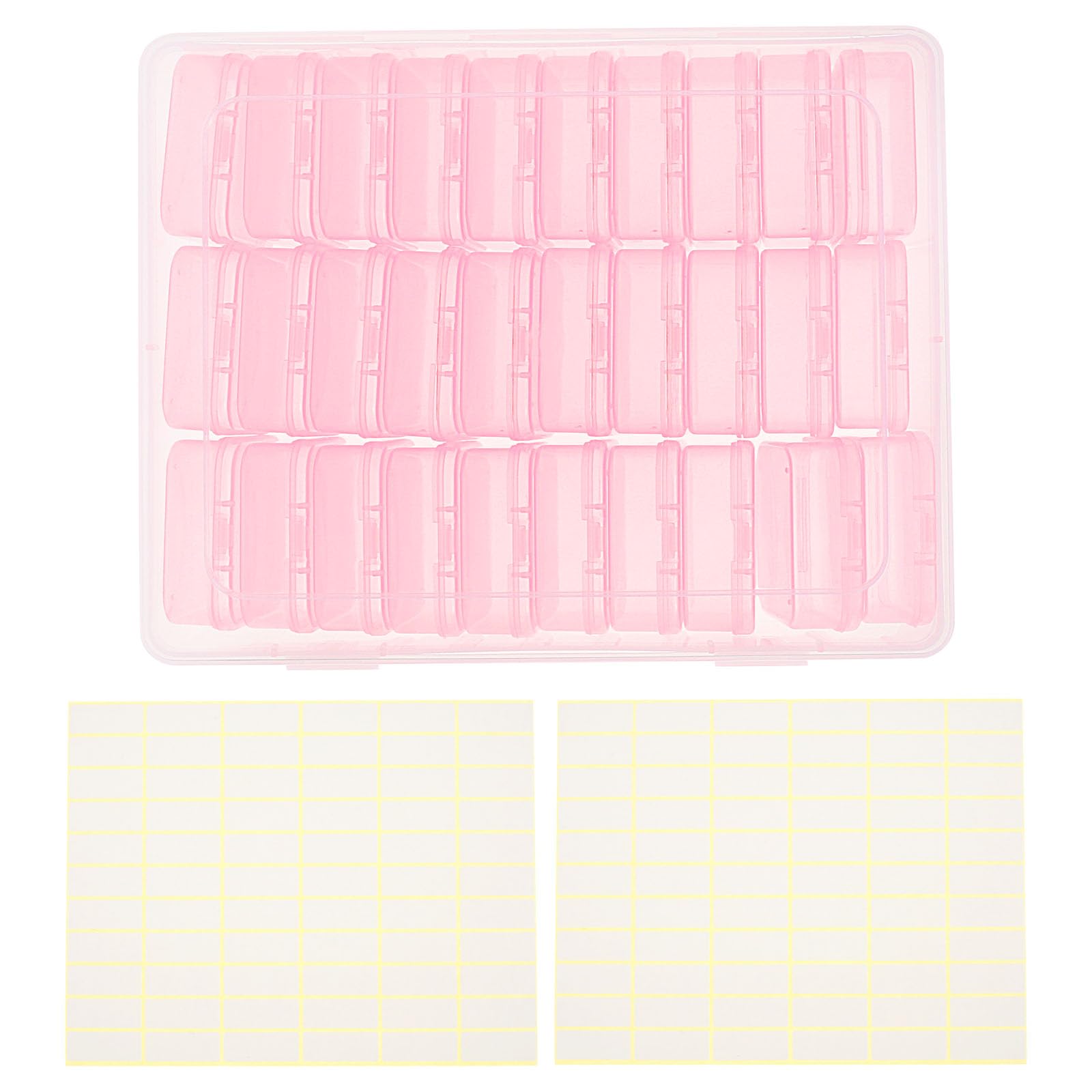 Kandishiex US Bead Organizer Box Plastic Bead Storage Container Portable Small Bead Storage Box with 132 Labels Bead Storage Case Bead Organizer Container for Holding Necklace Bracelet Earring(Pink)
