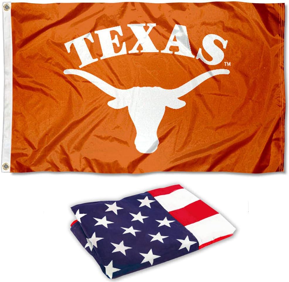 College Flags & Banners Co. University of Texas Arched and USA Flag 3x5 Set