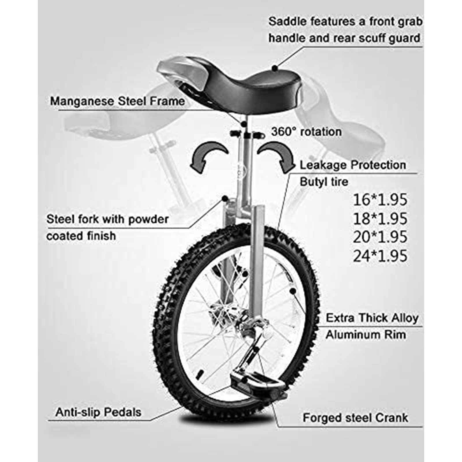 Amazon | 一輪車 ブラック 24インチ/20インチ/18インチ/16インチ