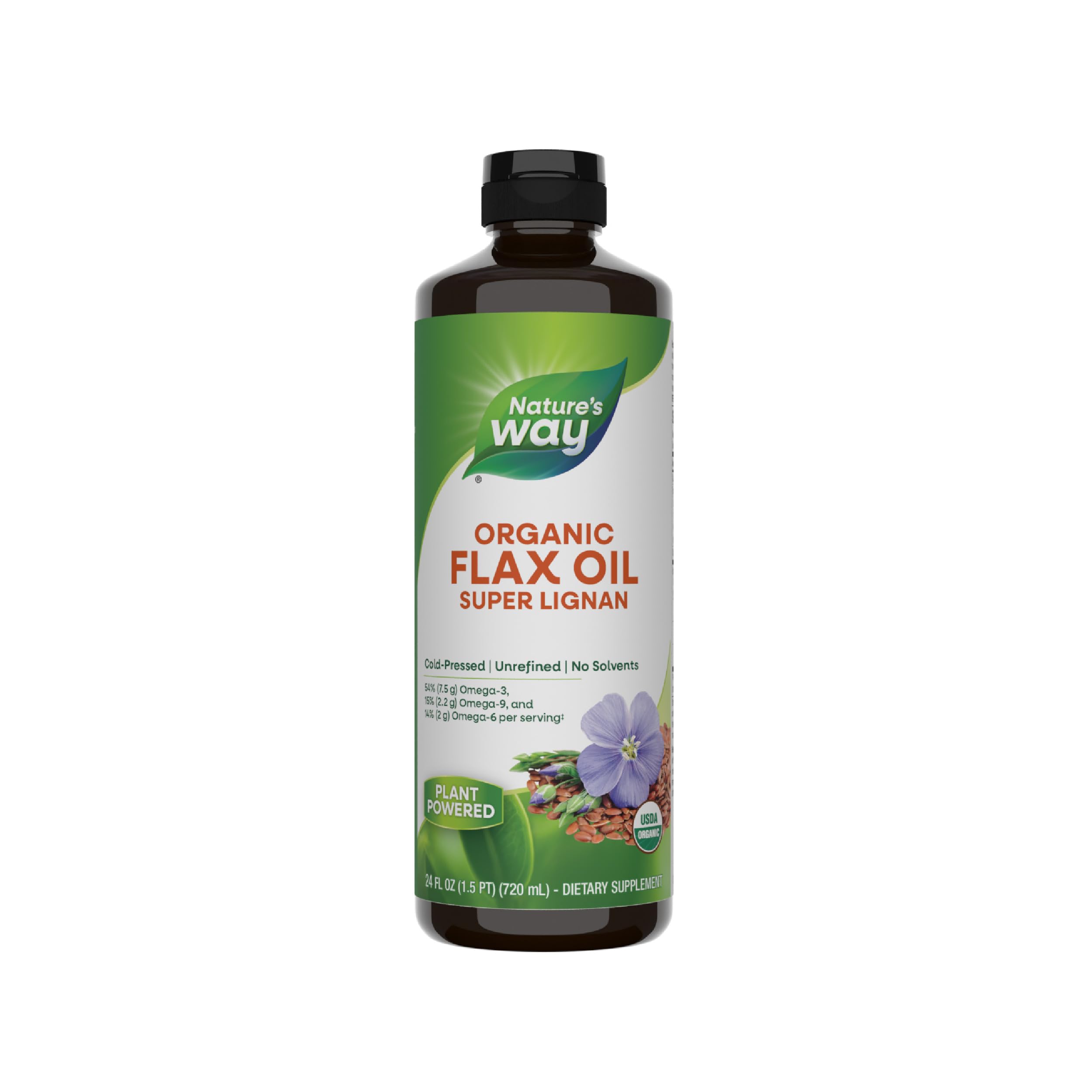 Nature's WayOrganic Flax Oil Super Lignan, Cold-Pressed, and Unrefined, 24 Fl OzUSDA Organic