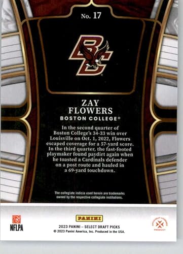 Miniatura 2 de 2023 Panini Select Draft Picks Blue #17 Zay Flowers Boston College Eagles Concourse RC Rookie Card Official NCAA Football Card in Raw (NM or Better)
