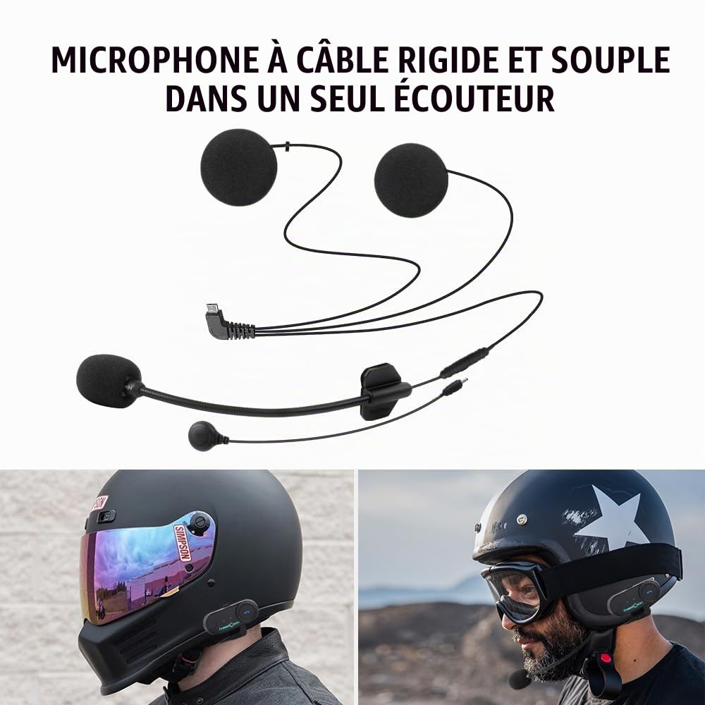 FreedConn Intercom Moto Bluetooth Casque, 2*TCOM VB Kit Moto Main Libre Écouteur, 800M 2-3 Riders Group Communication Systèmes Bluetooth, avec Écran LCD, Radio FM, Partage de Musique