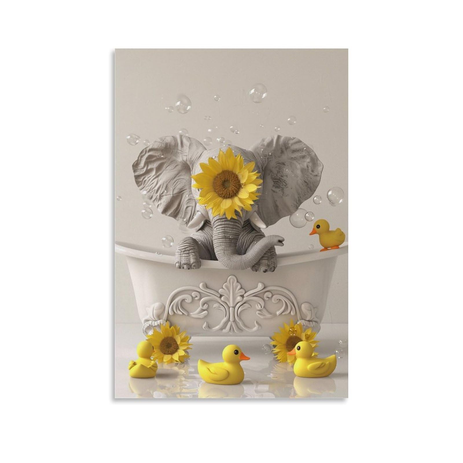 HUERYRYHY Elephant Sunflower 02 Poster Wall Art Canvas Vintage Aesthetic Painting Decor for Rooms 20x30inch Unframe-style