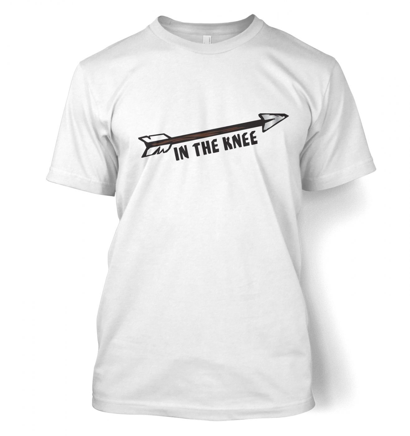 Cartoon Arrow In The Knee T-shirt - Gamer Gaming Geeky Tshirt - White X-Large