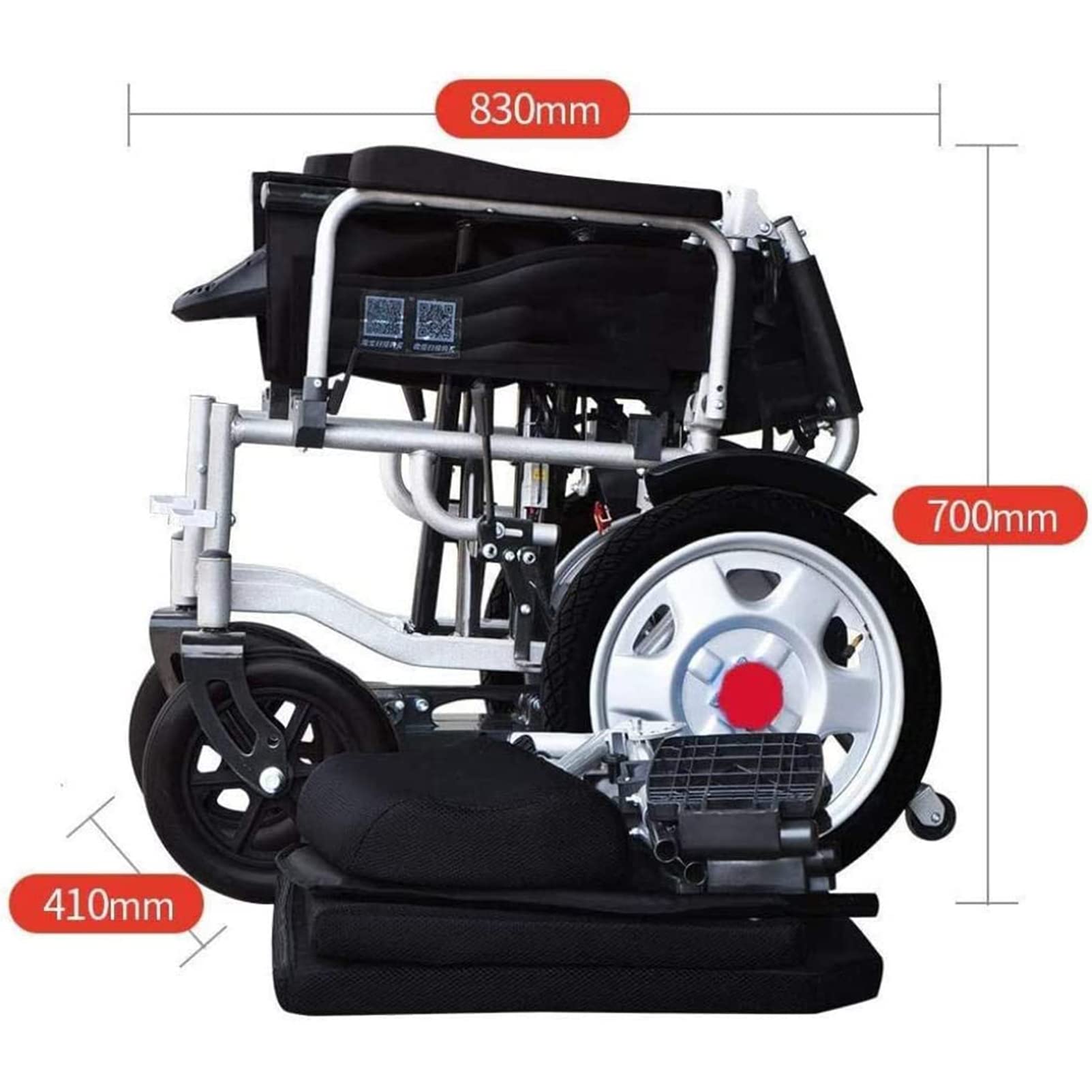 Silla De Ruedas Eléctrica Plegable, Silla De Ruedas Eléctrica De Movilidad Portátil con Respaldo Reclinable, Reposacabezas Ajustable, para Discapacitados Y Ancianos