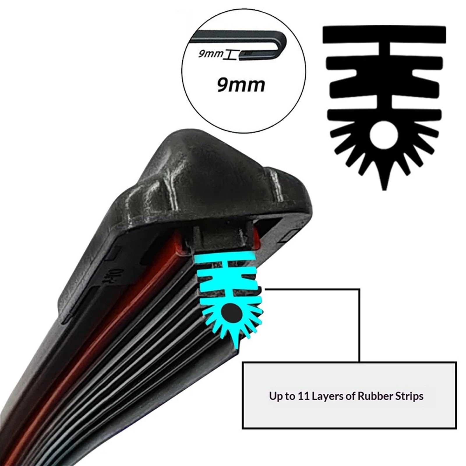 gumowych wycieraczek Pióro wycieraczki przedniej szyby samochodu 11-warstwowy pasek gumowy w kształcie J/U 13"14"15"16"17"18"19"20"21"22"24"26"(26Inches 650mm)