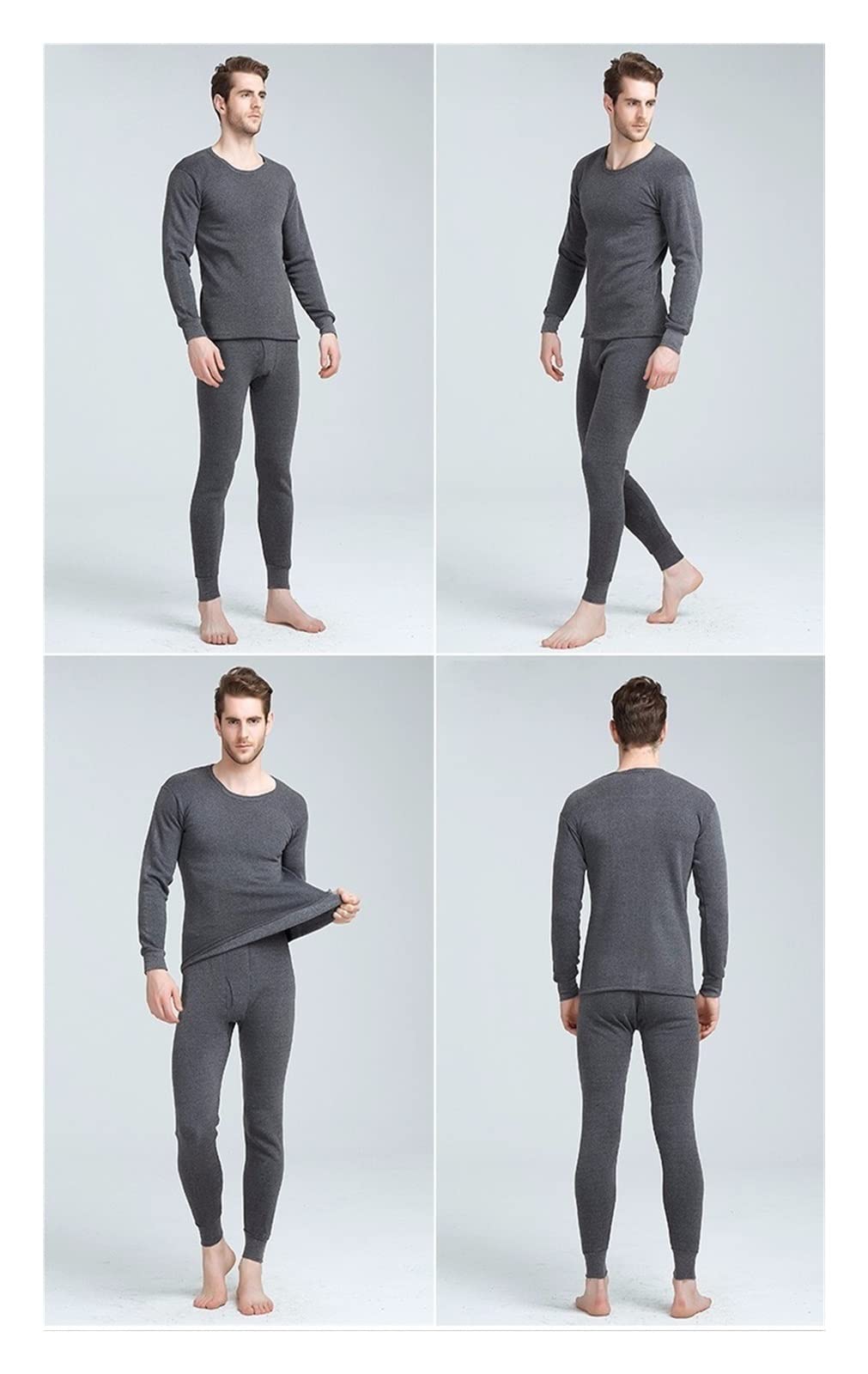 PAXAS Conjunto De Ropa Interior Térmica para Hombre Invierno Long Johns Conjunto De Ropa Interior Térmica para Hombre De Vellón Fino De Color Sólido Mantener El Calor