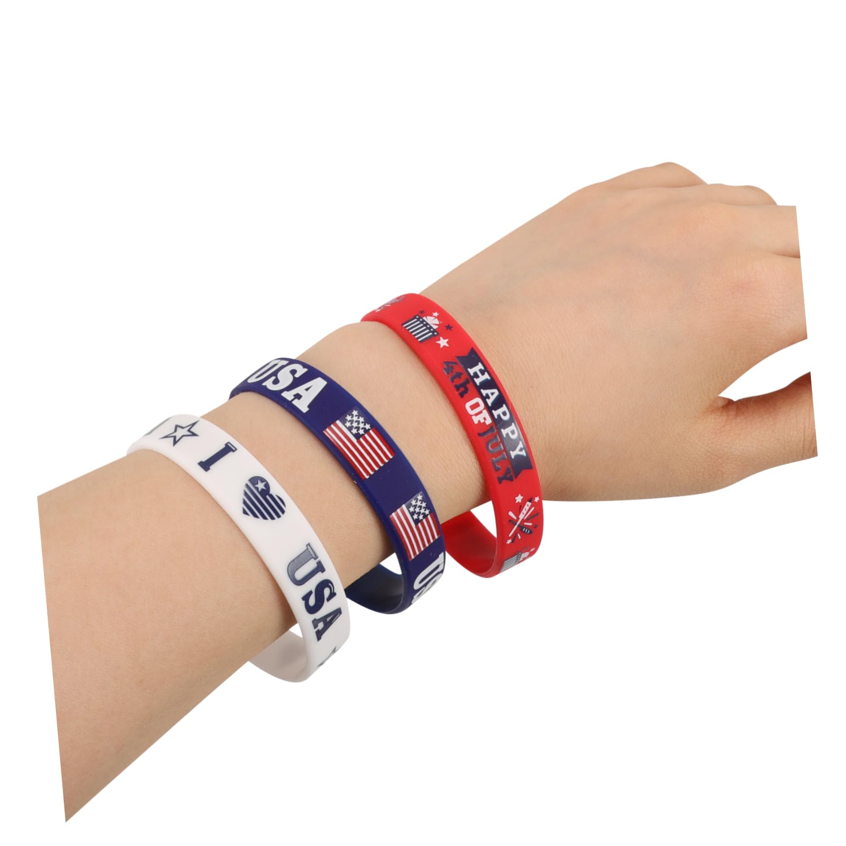 DOITOOL Braccialetti Silicone Per Usa Accessori Patriottici Leggeri Per Celebrazioni