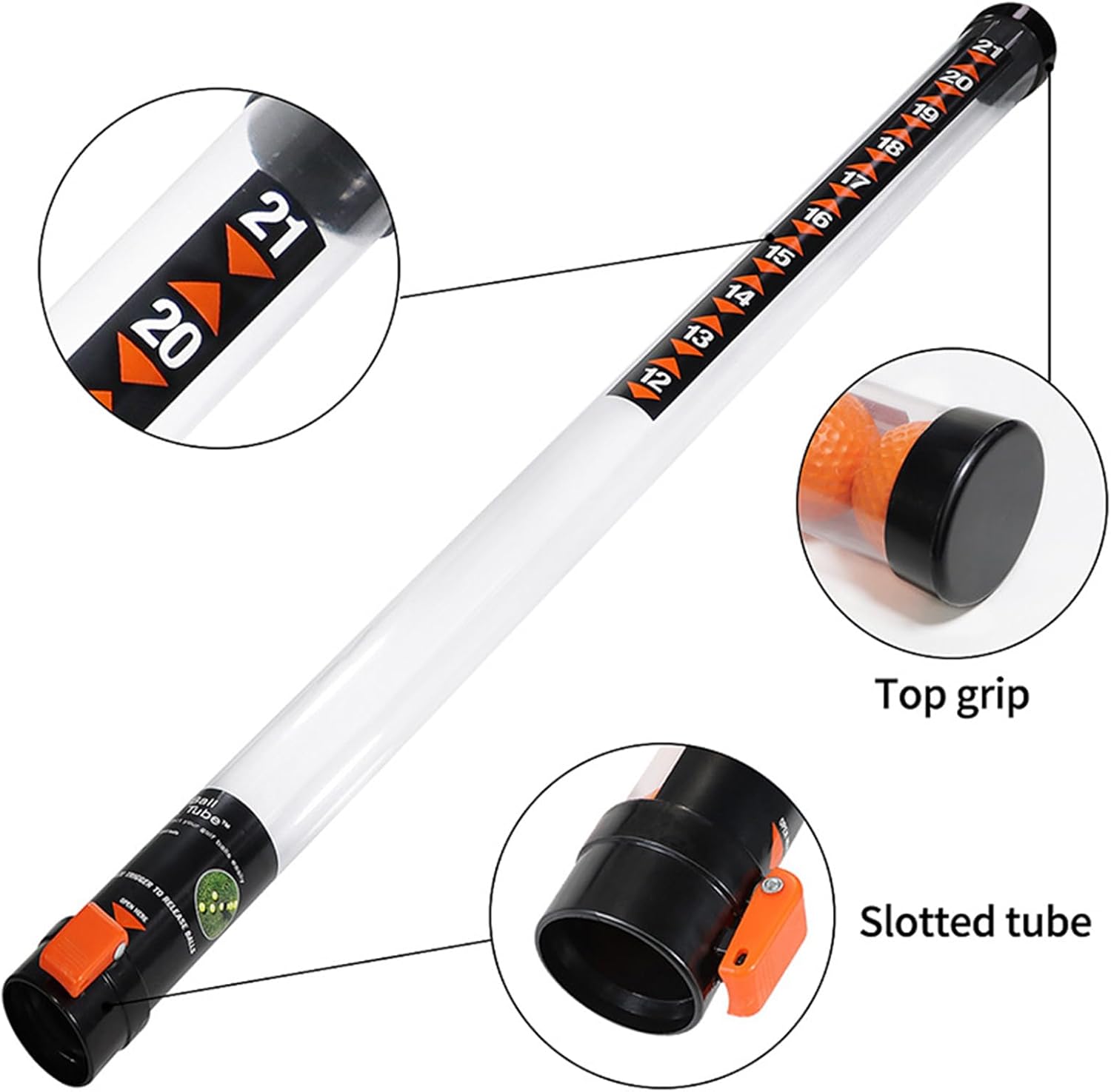 Golf Ball Picker Upper Tube, Multifunctional Transparent Pickup Retriever, Golf Ball Collector Tube, Lightweight Reusable Pick up Tools, Labor-Saving Collector Tube for Golf Park