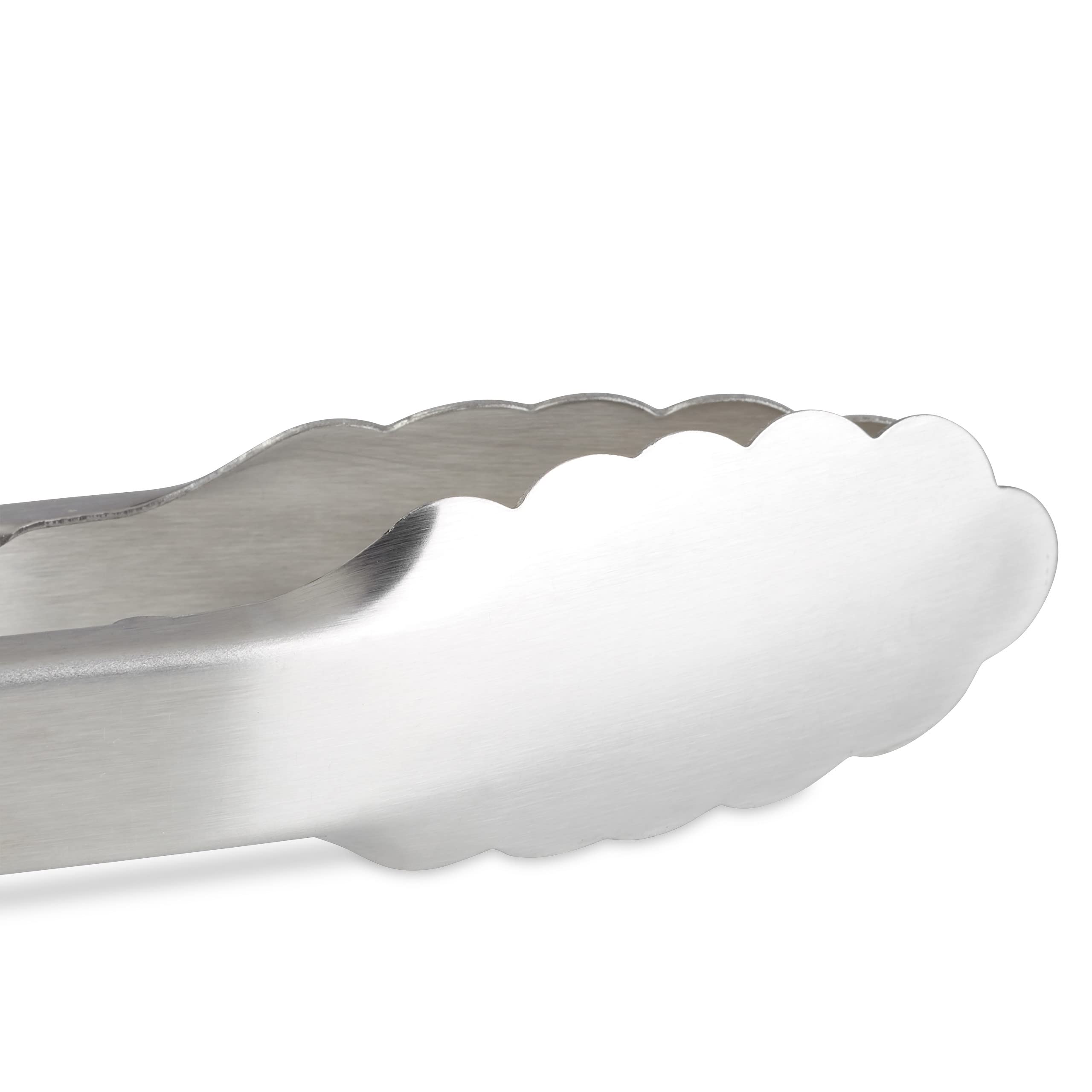 9x Pinza da Cucina, Acciaio & Manico Legno, Accessori per Cucinare, Forchettone Spaghetti e Insalata, 38cm, argento
