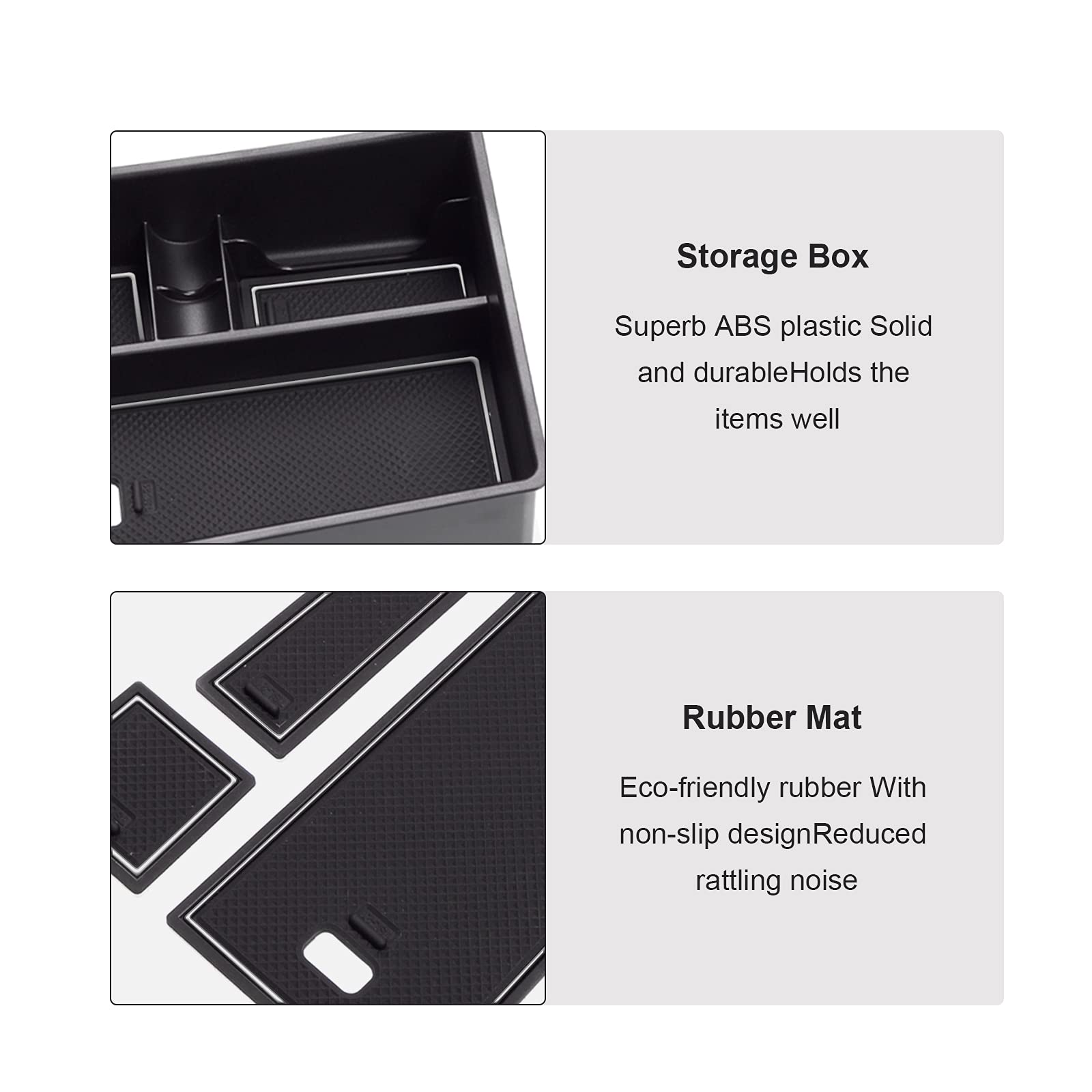 BIBIBO bracciolo auto con tappetino Scatola Portaoggetti del Bracciolo Central Console Armrest Storage Box per Hyunda-i Tucson NX4 2021 2022 2023 ( automatico), Nero