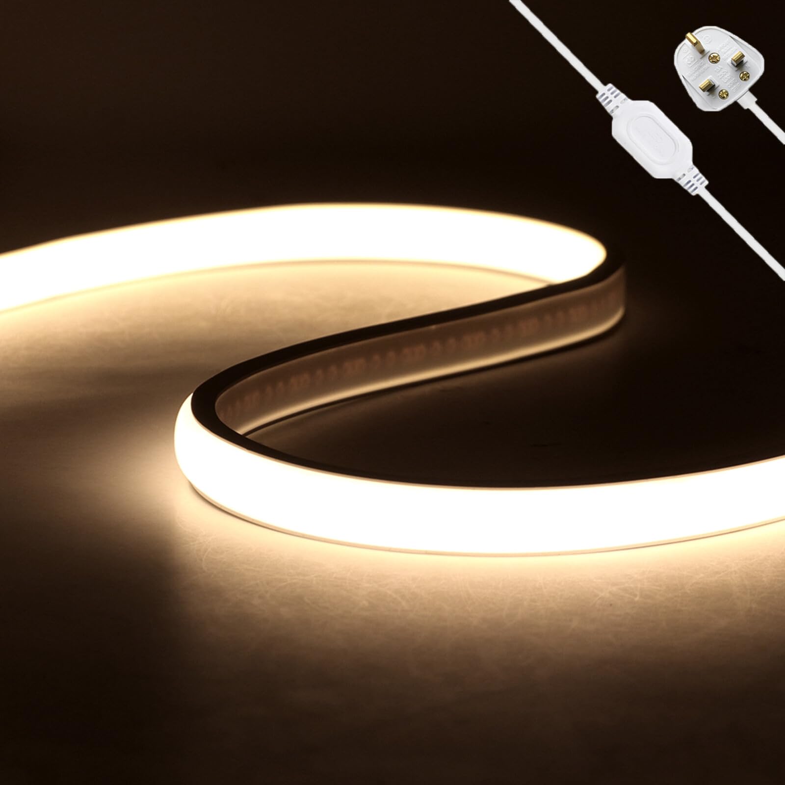 KAFULA 220V COB LED neon Strip [35M, Natural White 4000-4500K], 288 LEDs/m Flexible FCOB LED Fairy Light CRI90+, can be Cut Every 50CM, IP65 Waterproof Home Decoration LED Rope Light