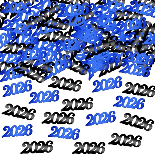 Image of Blue and Black 2026 Confetti - Pack of 500 | Graduation Confetti Class of 2026, Graduation Decorations 2026 | Grad Party Supplies, Grad Party Decorations 2026 | Prom Decorations 2026, KatchOn