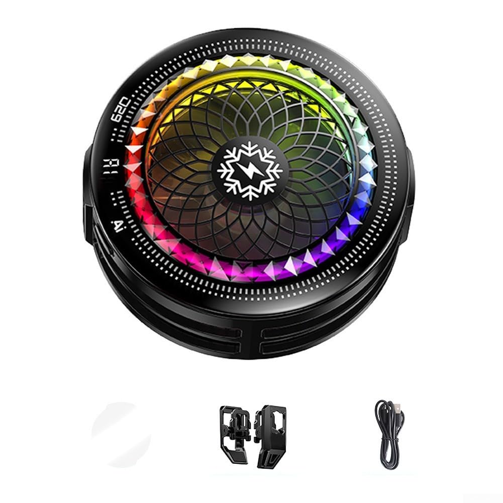 Enfriador magnético para teléfono con luz RGB, control de temperatura, radiador para juegos, ventilador de refrigeración USB portátil de 5 modos para teléfonos móviles, ligero con clip