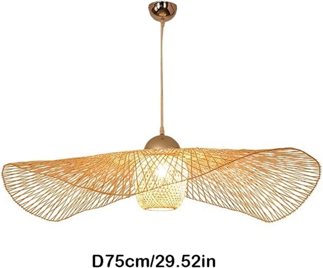 Chandeliers Chandeliers Chinese Bamboo Weaving Wicker Rattan Sun Hat Chandeliers Decorative Lamps Lanterns Handmade Living Room Hotel Chandeliers Lighting Illuminated Lighti/D75Cm