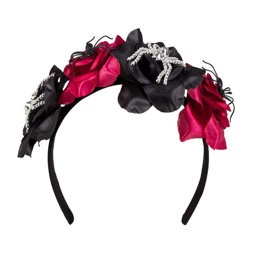 Boland 72141 - Opaska na głowę w kwiaty, Dia de los Muertos, z kwiatami i pająkami, tiara, nakrycie głowy, kostium, karnawał, impreza tematyczna