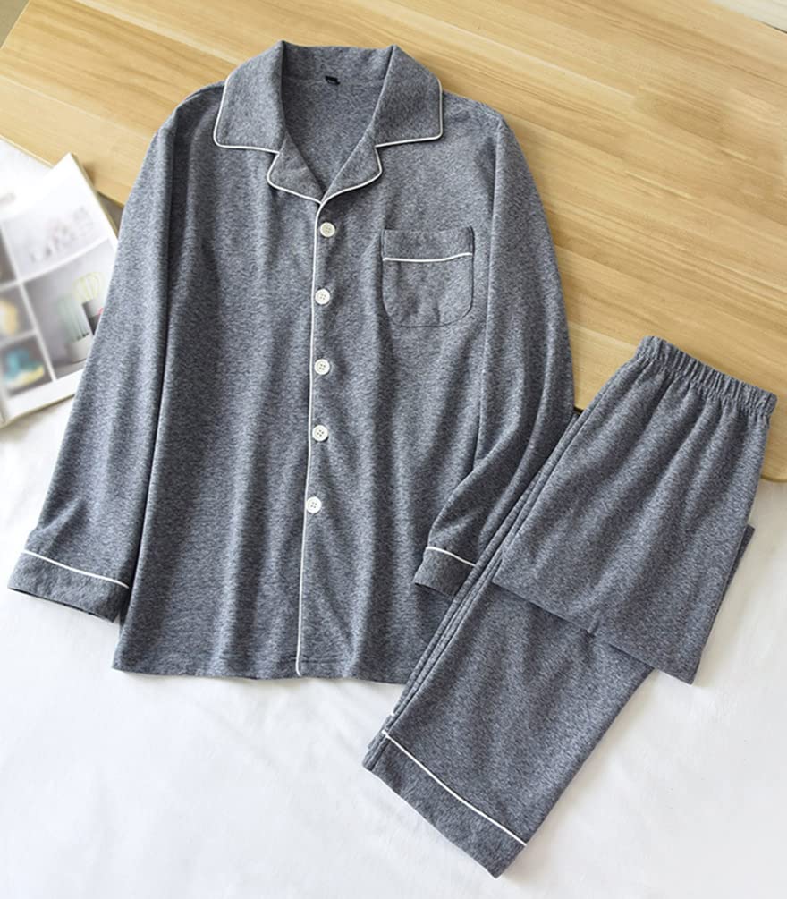 Minetom Pyjama Femme Automne Hiver Ensemble de Pyjamas Nuit Manche Longue Col V Bouton Top Blouse Chemisier et Pantalon 2 Pièces