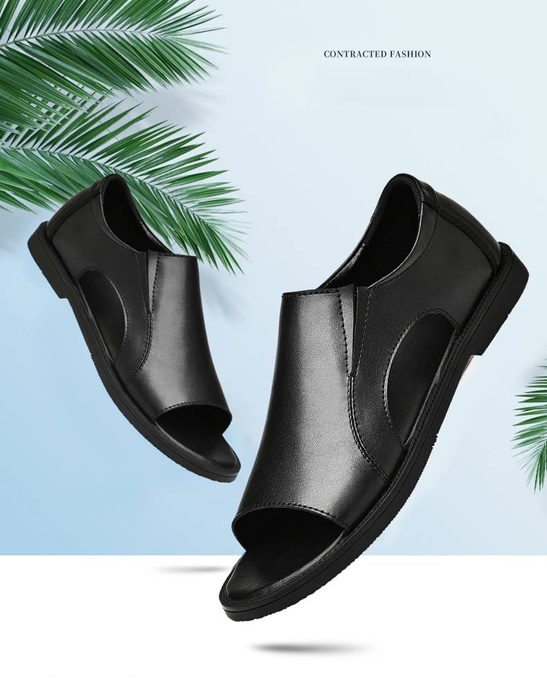 Classic Mens Sandals Leather Sandals Men Outdoor Casual Lightweight Sandal Slippers(40 Code)3