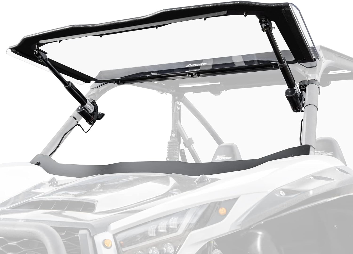 SuperATV MaxDrive Power Flip Windshield Compatible With Kawasaki Teryx KRX 1000: 2020+, Kawasaki Teryx KRX 4 1000: 2023+, 1/4” Polycarbonate 250x Stronger than Glass