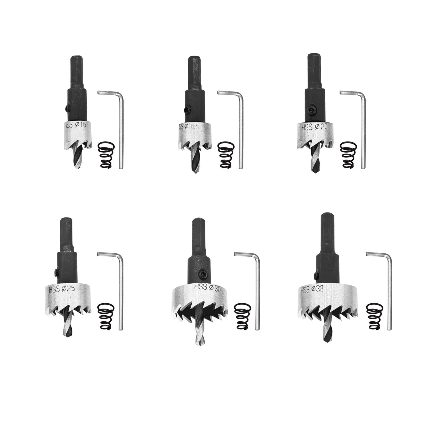 Xnrtops 6Pcs 16-32mm HSS Hole Saw Cutter, Drill Bits Set Heavy Duty Tool Kit for Stainless Steel, Aluminum Alloy, Plastic and Wood.
