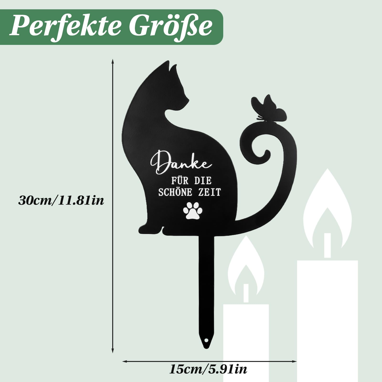 Gedenkstein Katze, Metal Grabplatte mit Gravur Katze Gedenkstein,Grabstein Katze für Draußen,Schwarz ﻿Katzen Grabschmuck aus Edelstahl,für Den Garten Grabdekoration Andenken an Den,für Tierbesitzer