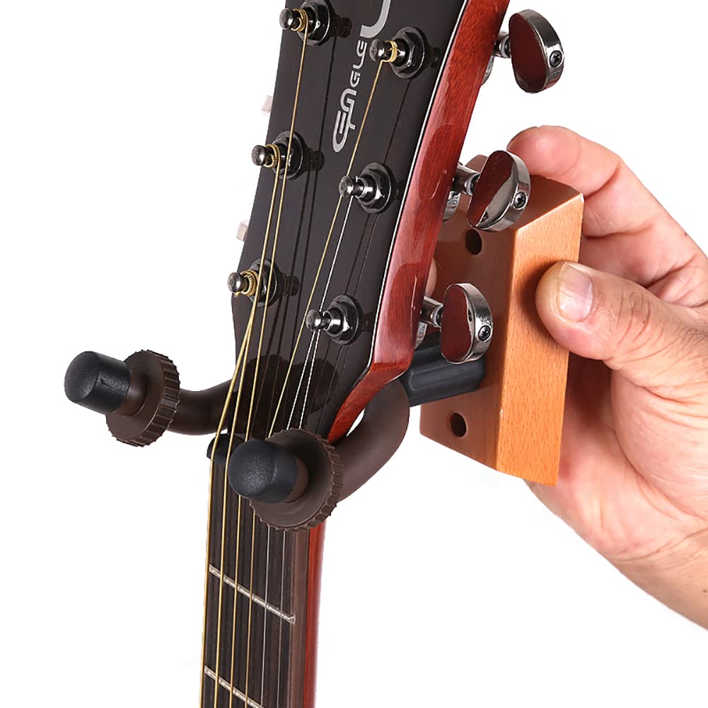 Alnicov Wieszak ścienny na gitarę, twarde drewno 2-pak uchwyt na haczyk do gitary basowej elektrycznej akustycznej ukulele