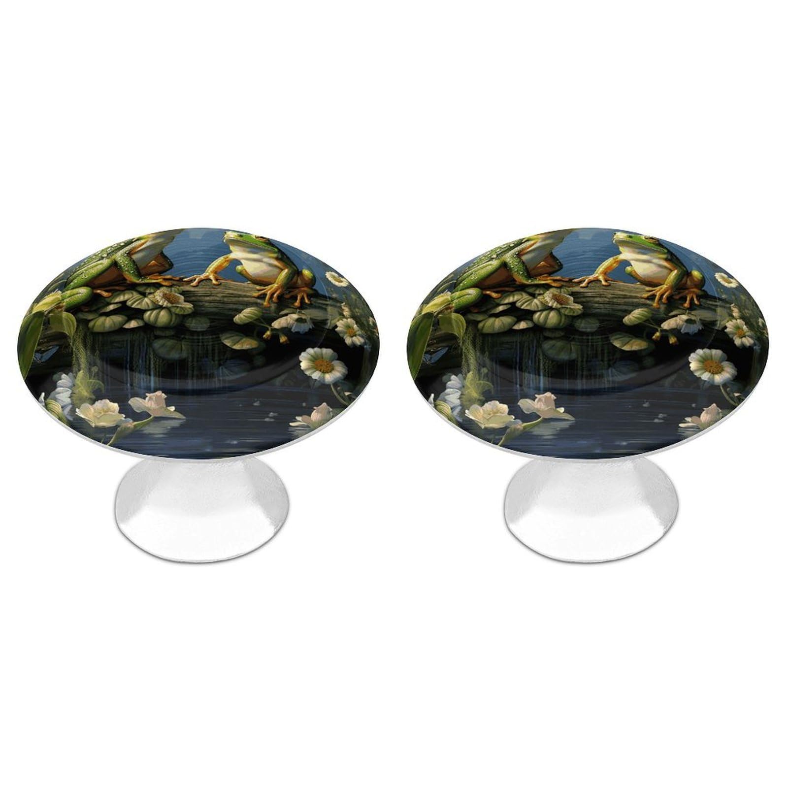 Fekiloot White Many Frogs Sing On The Branches Cabinet Knobs For Kitchen Ornament, Round Zinc Decorative Drawer Pulls For Cabinets Trendy, Dresser Drawers Pulls Bathroom Dresser Knob With Screw