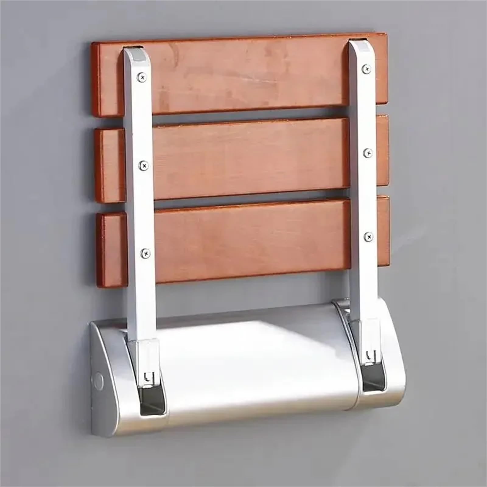 Asiento Plegable de Madera Maciza for baño, Taburete Pared la Ducha, barandilla Antideslizante sin barreras, Silla Acero Inoxidable para Personas Mayores