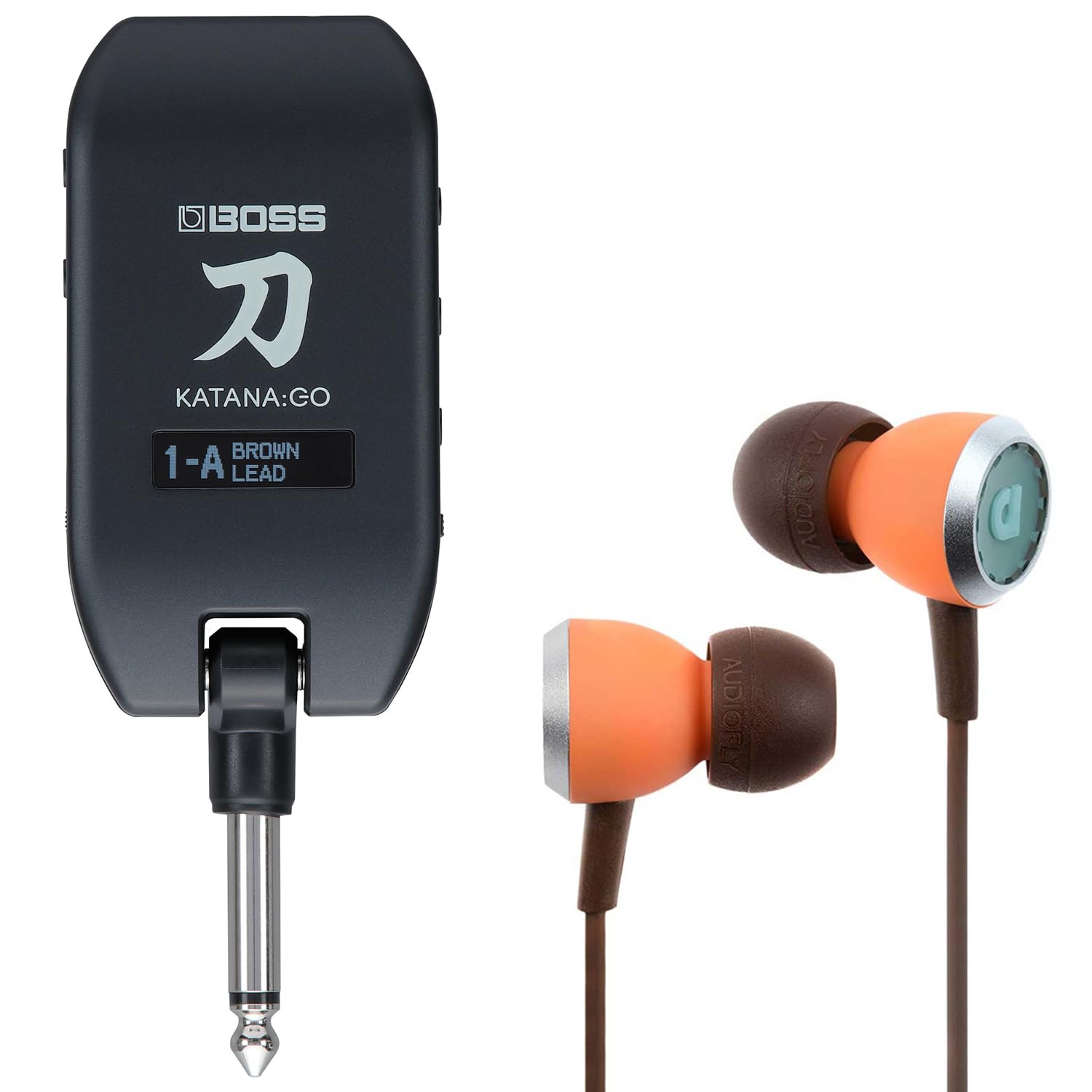 Boss Katana GO Amp Plug Kopfhörer-Verstärker + Audiofly Premium In-Ear Ohrhörer