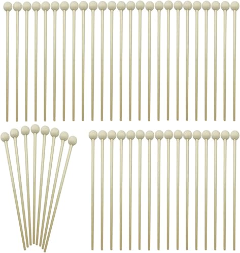 Palitos de caramelo de roca con bola, 100 palitos de madera Swizzle de 6 pulgadas, palitos agitadores de bebidas para piruletas, café, aperitivos,