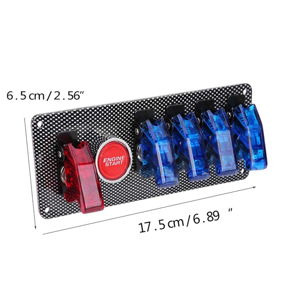 12V Ignition Switch Panel for Racing Car Ignition Starter Switches Panel 6 in 1 with Engine