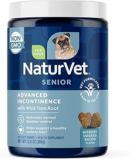 NaturVet Senior Advanced Incontinence Dog Supplement – Helps Support Dog’s Bladder Control, Normal Urination – Includes Synergistic Blend of Botanicals – 120 Ct. Soft Chews