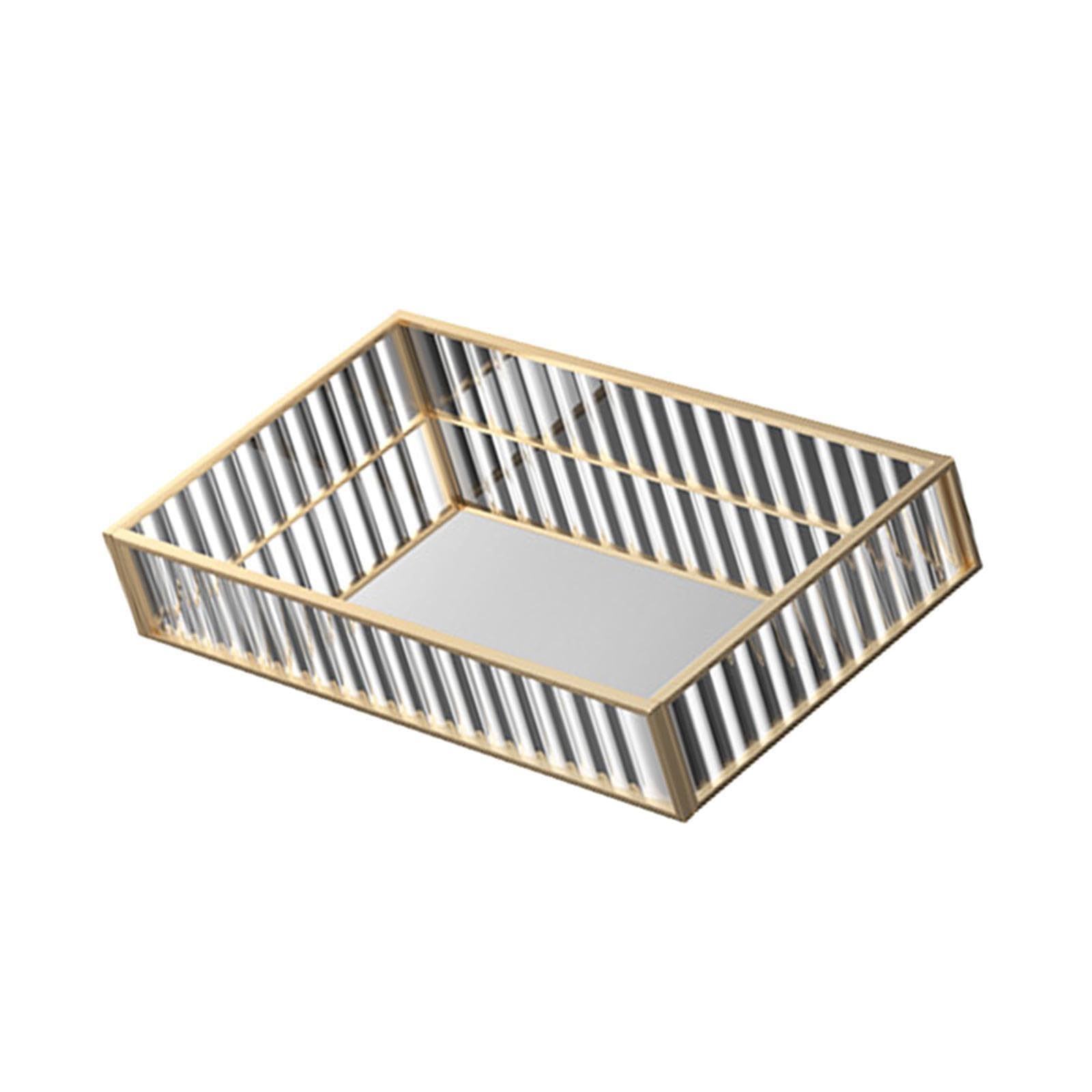 TWISAXC Stylish Mirrored Tray For Vanity Showcasing Perfumes Jewelry And Personal Accessories Mirrored Tray Decorative Mirror Perfume Organizer Eye Shadow, L