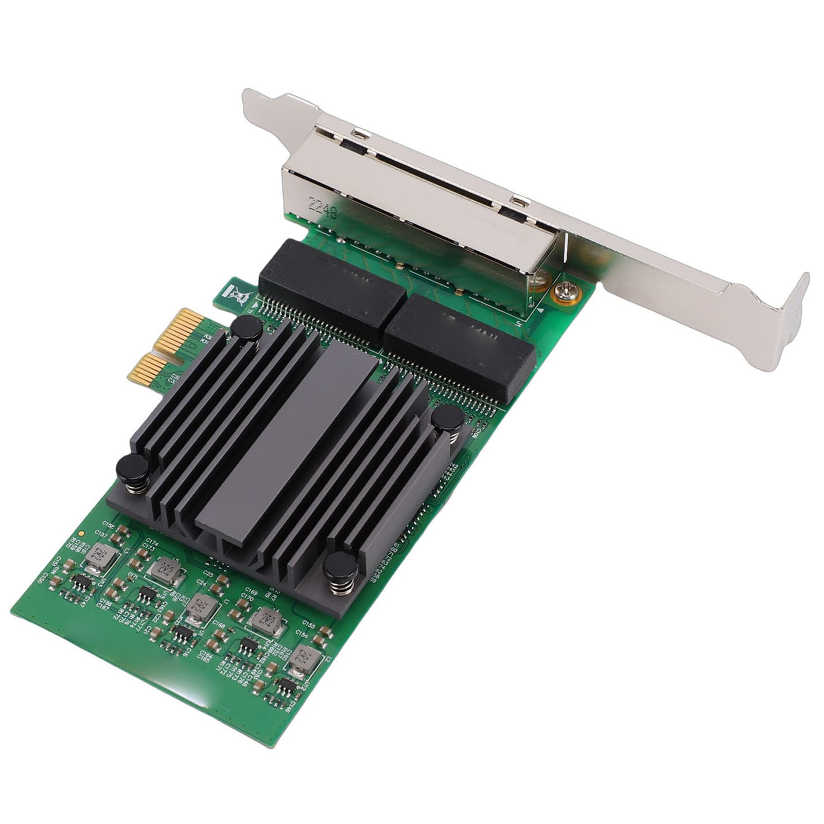 Ausla Scheda di Rete PCIe X1 a 4 Porte, Scheda Adattatore di Rete Gigabit Ethernet PCB con Chip 82571, 4 Porte RJ45 10 100 1000Mbps, Basso Carico della CPU per PC Industriali Server Desktop