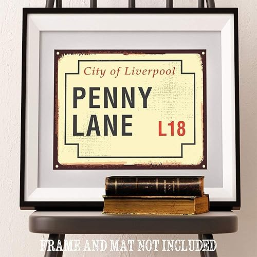 Miniatura 3 de Penny Lane Sign - Famous Landmark Road Place Home Decor, Rustic Metal Look Street Sign, Great Travel Accessories and Tourist Gift, 11x14 Unframed