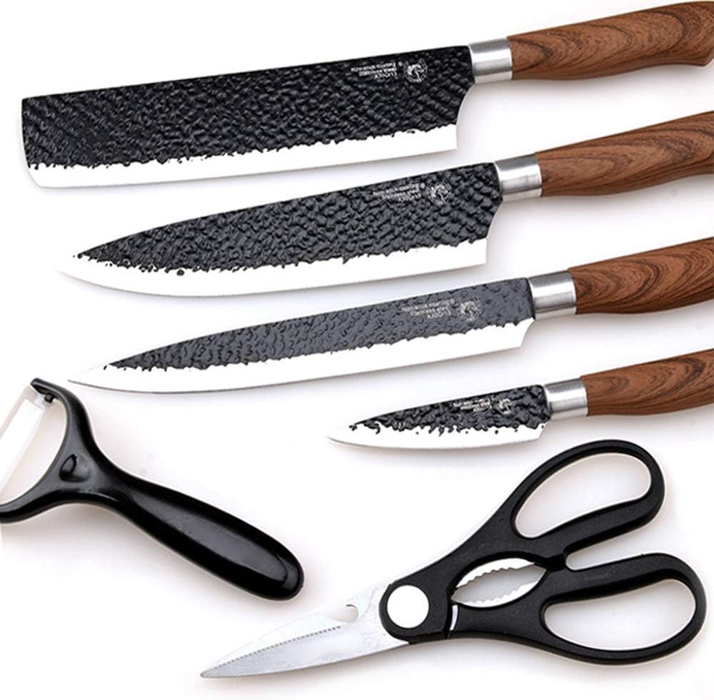 6 Pieces Kitchen Set, Non-stick Professional Chef's Knives X30Cr13 Non-stick Chef's Knives MUWEN-Jsdfew-A02