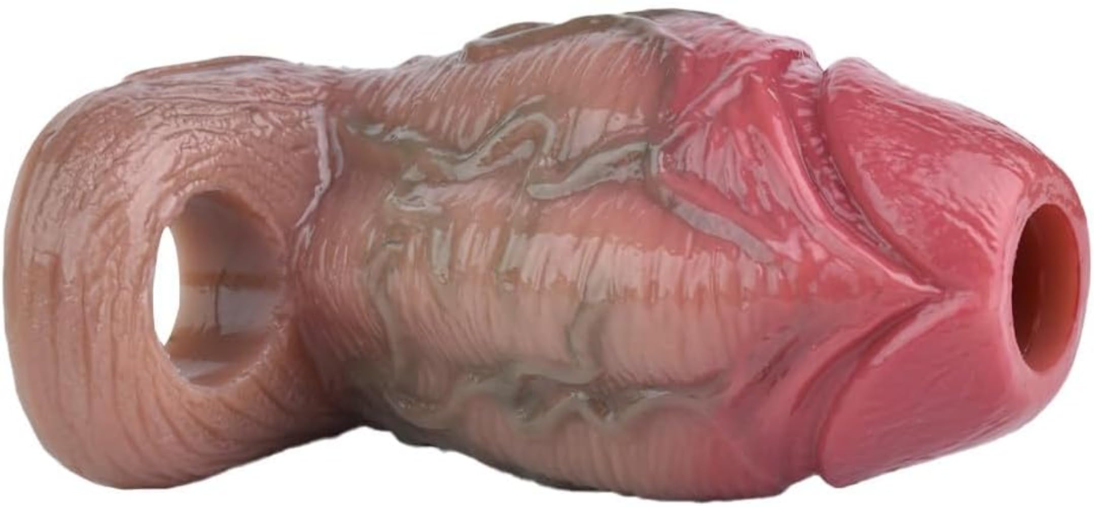 Masturbatore in silicone dalla texture realistica e granulosa — manicotto riutilizzabile con anello, dal design aperto e rinforzato, per un massaggio intenso